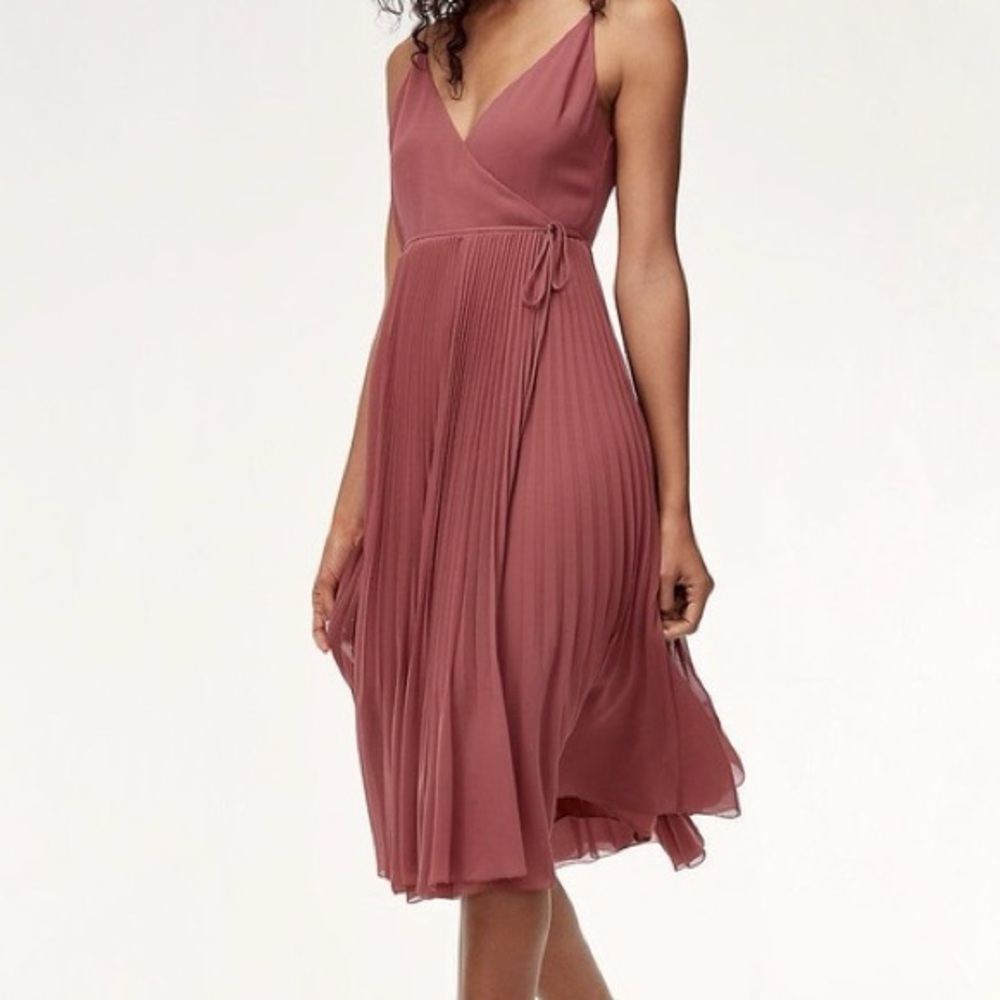 ARITZIA Wilfred Pleated Wrap Midi Dress